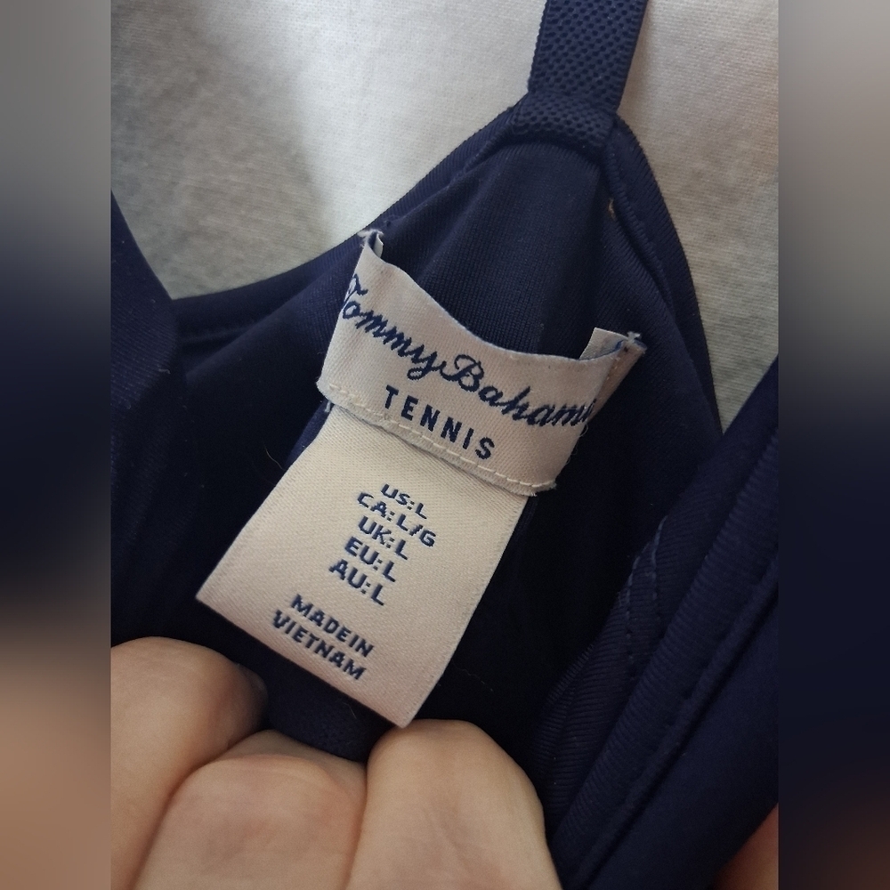 Tommy Bahama Tennis Dress Navy Blue Pleated Padded Built In Bodysuit Lg Womens - Picture 3 of 4